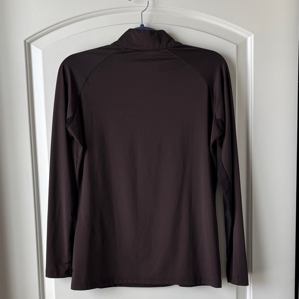 SmartPak Equine Piper Sun Shirt 1/4 Zip- M- Chocolate w/ Mesh Sleeves - Picture 2 of 4